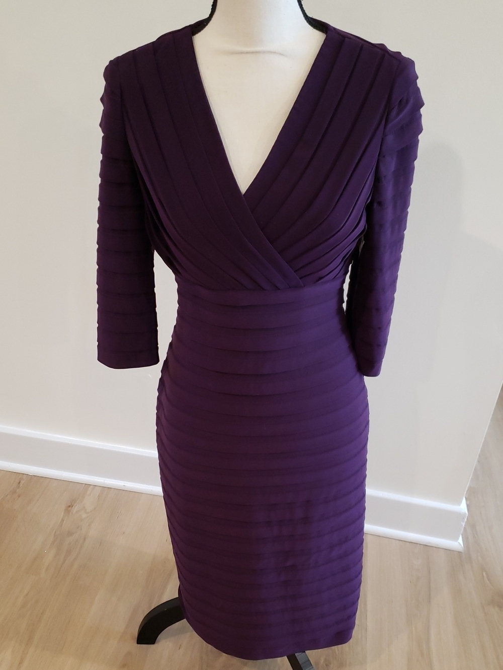 Adrianna Papell Eggplant Purple Bandage Wrap Dress